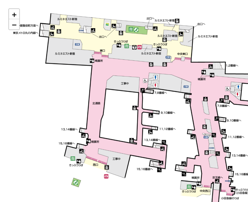2020年7月以前の新宿駅構内図